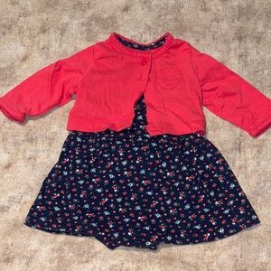 Carters Pink Cardigan and Floral Dress Set